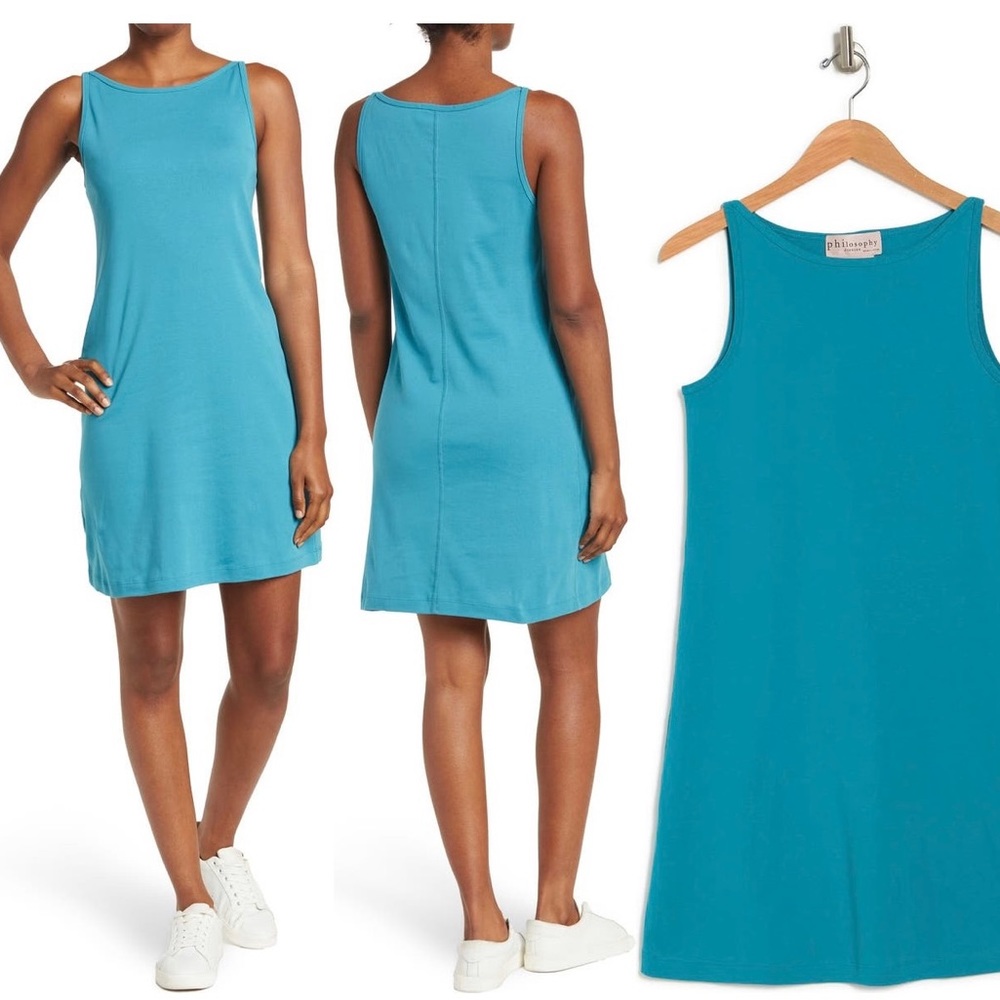 Turquoise Philosophy by Rpublic Clothing Crewneck A-Line Tank Dress
